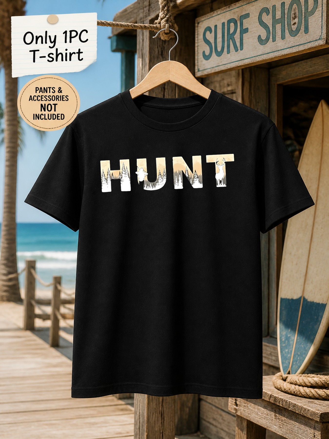 Outdoor Hunting Graphic Tees - 1 قطعة تي شيرت رجالي بطبعة
