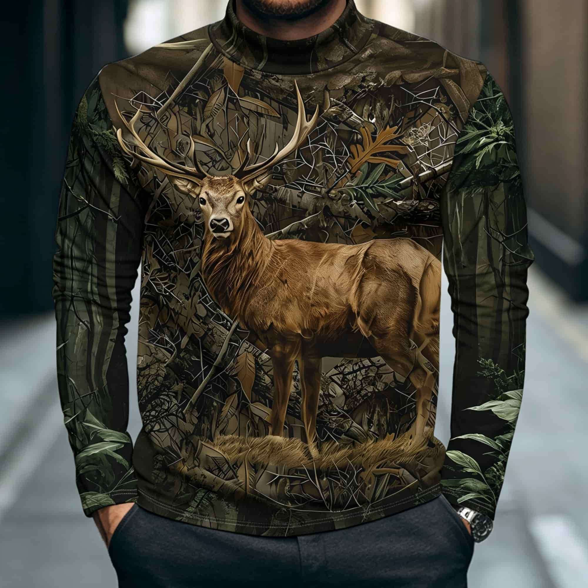 قميص رجالي كاجوال بأكمام طويلة - مراجعة Outdoor Hunting Graphic Tees وسعره