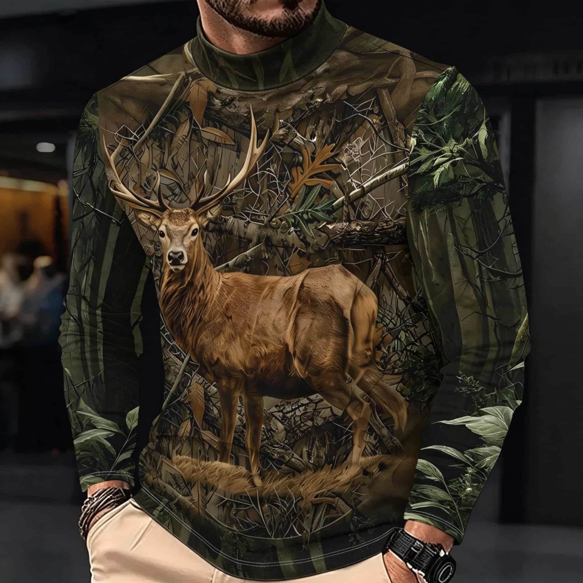 قميص رجالي كاجوال بأكمام طويلة - مراجعة Outdoor Hunting Graphic Tees وسعره