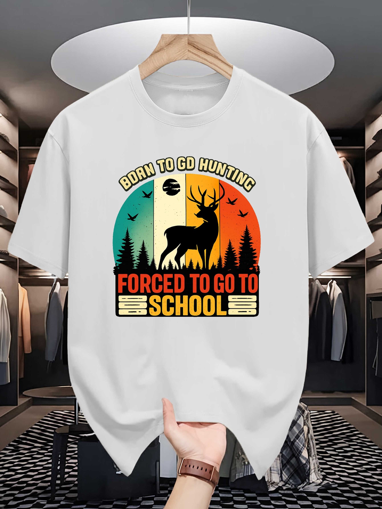 تي شيرت رجالي بياقة دائرية بتص - مراجعة Outdoor Hunting Graphic Tees وسعره
