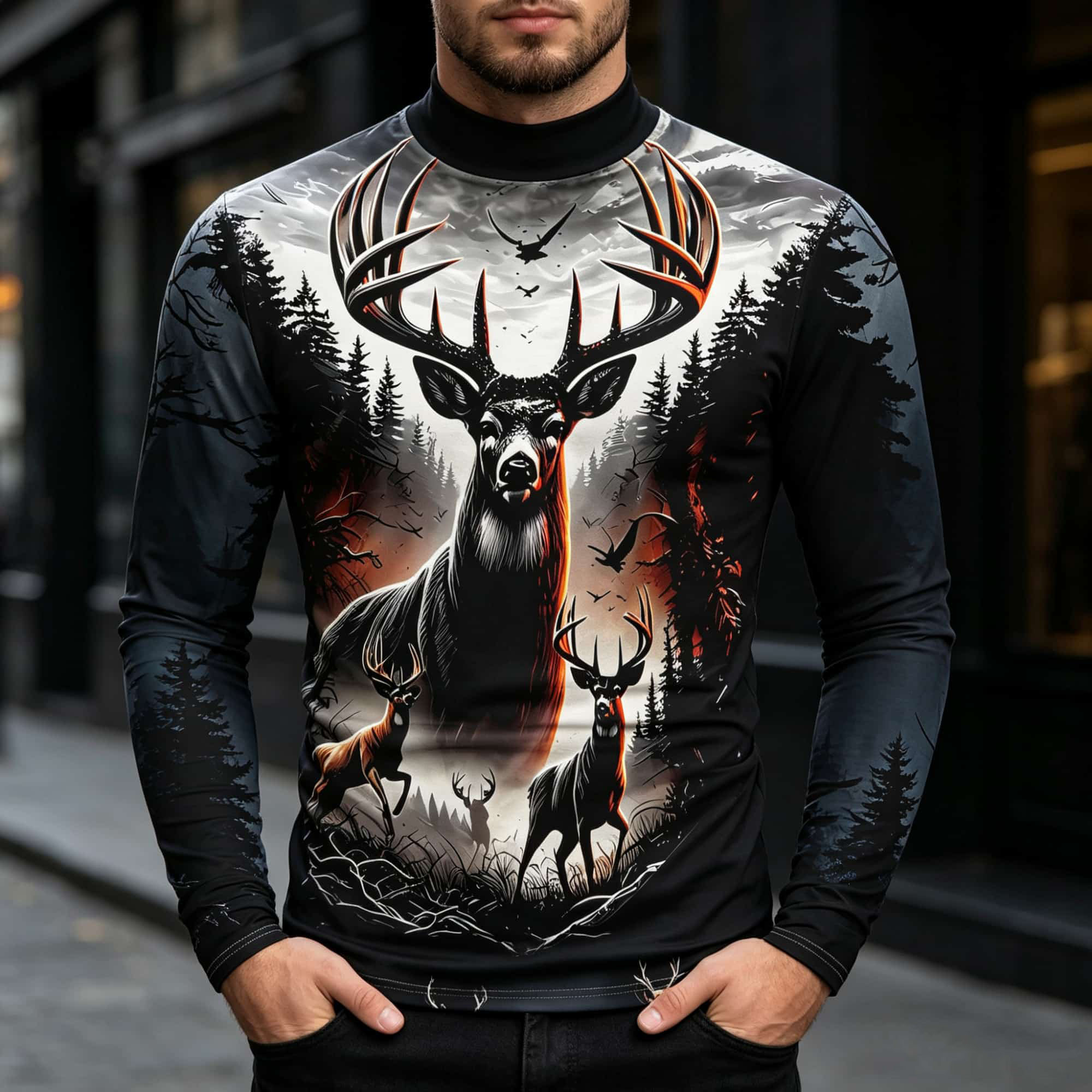 قميص رجالي طويل الأكمام بنمط ص - مراجعة Outdoor Hunting Graphic Tees وسعره